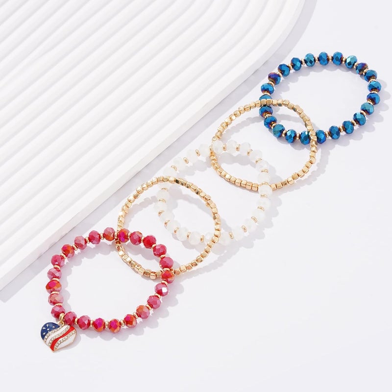 Aigrnc Boho Beaded Stretch Bracelets For Women Stackable Crystal Gold Plated Beaded Bracelets Set Trendy Handmade Friendship Braeclet Jewelry Gifts - Image 2